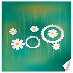 Sunflower Sakura Flower Floral Circle Green Canvas 12  X 12   by Mariart