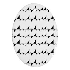 Black And White Wavy Stripes Pattern Ornament (oval) by dflcprints