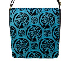 Turquoise Pattern Flap Messenger Bag (l)  by linceazul