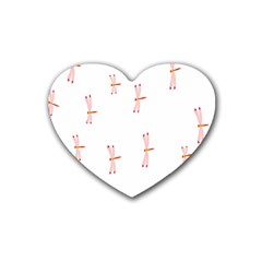 Animal Dragonfly Fly Pink Heart Coaster (4 Pack)  by Mariart