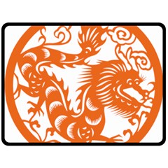 Chinese Zodiac Dragon Star Orange Double Sided Fleece Blanket (large)  by Mariart