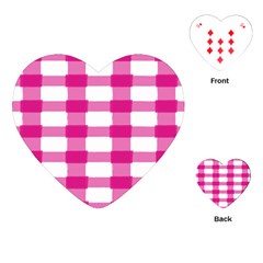Hot Pink Brush Stroke Plaid Tech White Playing Cards (heart)  by Mariart