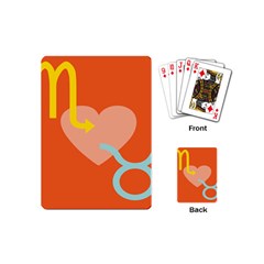 Illustrated Zodiac Love Heart Orange Yellow Blue Playing Cards (mini)  by Mariart