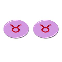 Illustrated Zodiac Purple Red Star Polka Circle Cufflinks (oval) by Mariart