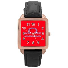 Illustrated Zodiac Red Purple Star Polka Rose Gold Leather Watch  by Mariart