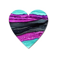 Green Pink Purple Black Stone Heart Magnet by Mariart