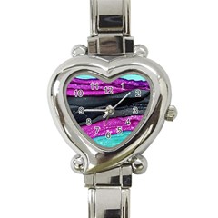 Green Pink Purple Black Stone Heart Italian Charm Watch by Mariart