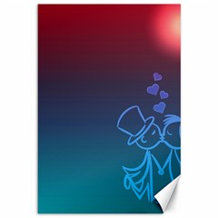 Love Valentine Kiss Purple Red Blue Romantic Canvas 12  X 18   by Mariart