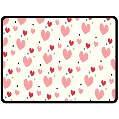 Love Heart Pink Polka Valentine Red Black Green White Double Sided Fleece Blanket (large)  by Mariart