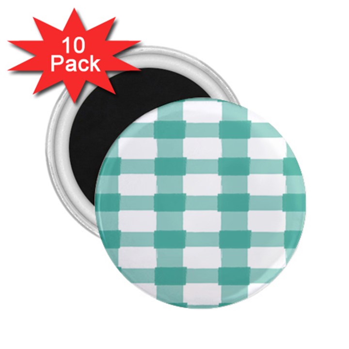 Plaid Blue Green White Line 2.25  Magnets (10 pack) 