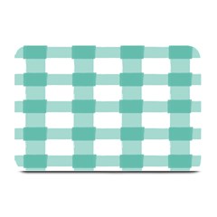 Plaid Blue Green White Line Plate Mats