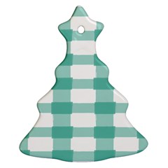 Plaid Blue Green White Line Christmas Tree Ornament (two Sides) by Mariart