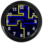 Tron Light Walls Arcade Style Line Yellow Blue Wall Clocks (Black)