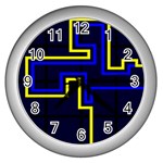 Tron Light Walls Arcade Style Line Yellow Blue Wall Clocks (Silver) 
