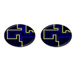 Tron Light Walls Arcade Style Line Yellow Blue Cufflinks (Oval)