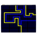 Tron Light Walls Arcade Style Line Yellow Blue Cosmetic Bag (XXXL) 