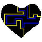 Tron Light Walls Arcade Style Line Yellow Blue Large 19  Premium Flano Heart Shape Cushions