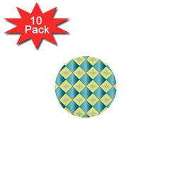 Yellow Blue Diamond Chevron Wave 1  Mini Buttons (10 Pack)  by Mariart
