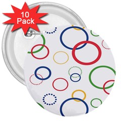 Circle Round Green Blue Red Pink Yellow 3  Buttons (10 Pack)  by Mariart