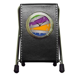 Colorful Geometry Shapes Line Green Grey Pirple Yellow Blue Pen Holder Desk Clocks by Mariart