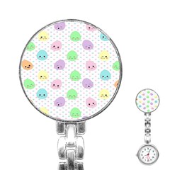 Egg Easter Smile Face Cute Babby Kids Dot Polka Rainbow Stainless Steel Nurses Watch by Mariart