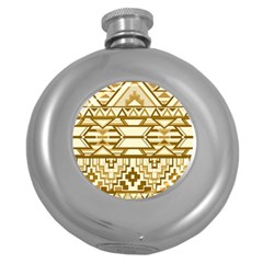 Geometric Seamless Aztec Gold Round Hip Flask (5 Oz)