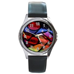 Graphic Shapes Experimental Rainbow Color Round Metal Watch by Mariart