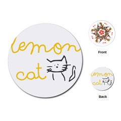 Lemon Animals Cat Orange Playing Cards (round)  by Mariart
