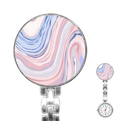 Marble Abstract Texture With Soft Pastels Colors Blue Pink Grey Stainless Steel Nurses Watch