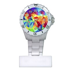 Triangles Space Rainbow Color Plastic Nurses Watch by Mariart