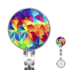 Triangles Space Rainbow Color Stainless Steel Nurses Watch by Mariart