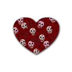Funny Skull Rosebed Heart Coaster (4 Pack)  by designworld65