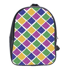 African Illutrations Plaid Color Rainbow Blue Green Yellow Purple White Line Chevron Wave Polkadot School Bags(large)  by Mariart