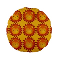 Cute Lion Face Orange Yellow Animals Standard 15  Premium Flano Round Cushions by Mariart