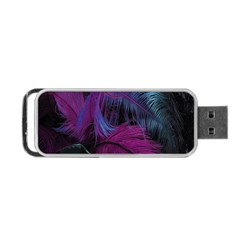 Feathers Quill Pink Black Blue Portable Usb Flash (two Sides) by Mariart