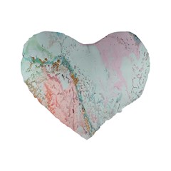 Geode Crystal Pink Blue Standard 16  Premium Heart Shape Cushions by Mariart