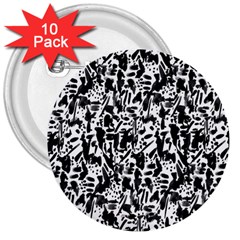 Deskjet Ink Splatter Black Spot 3  Buttons (10 Pack)  by Mariart