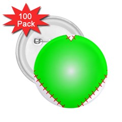Heart Rhythm Inner Green Red 2 25  Buttons (100 Pack)  by Mariart