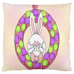 Make An Easter Egg Wreath Rabbit Face Cute Pink White Large Flano Cushion Case (two Sides) by Mariart