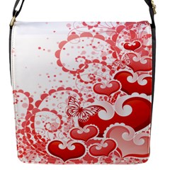 Love Heart Butterfly Pink Leaf Flower Flap Messenger Bag (s) by Mariart