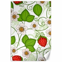 Strawberry Fruit Leaf Flower Floral Star Green Red White Canvas 24  X 36  by Mariart