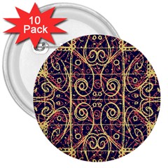 Tribal Ornate Pattern 3  Buttons (10 Pack)  by dflcprints