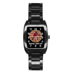 Basketball Never Stops Stainless Steel Barrel Watch by Valentinaart