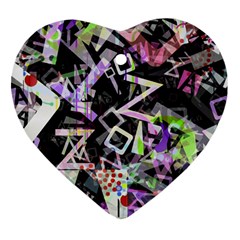 Chaos With Letters Black Multicolored Heart Ornament (two Sides) by EDDArt