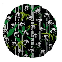 Satisfied And Happy Panda Babies On Bamboo Large 18  Premium Round Cushions by EDDArt