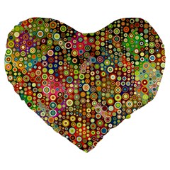 Multicolored Retro Spots Polka Dots Pattern Large 19  Premium Heart Shape Cushions