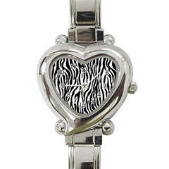 Zebra Stripes Pattern Traditional Colors Black White Heart Italian Charm Watch