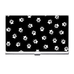 Footprints Dog White Black Business Card Holders by EDDArt