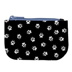 Footprints Dog White Black Large Coin Purse by EDDArt