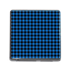 Lumberjack Fabric Pattern Blue Black Memory Card Reader (square) by EDDArt